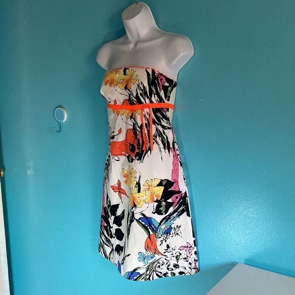 Corey Lynn Calter Womens Size 2 Strapless Floral Summer Garden Event Dress - Picture 1 of 9